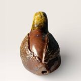 Ancient zoomorphic whistle of a partridge bird in glazed stoneware from La Borne.
