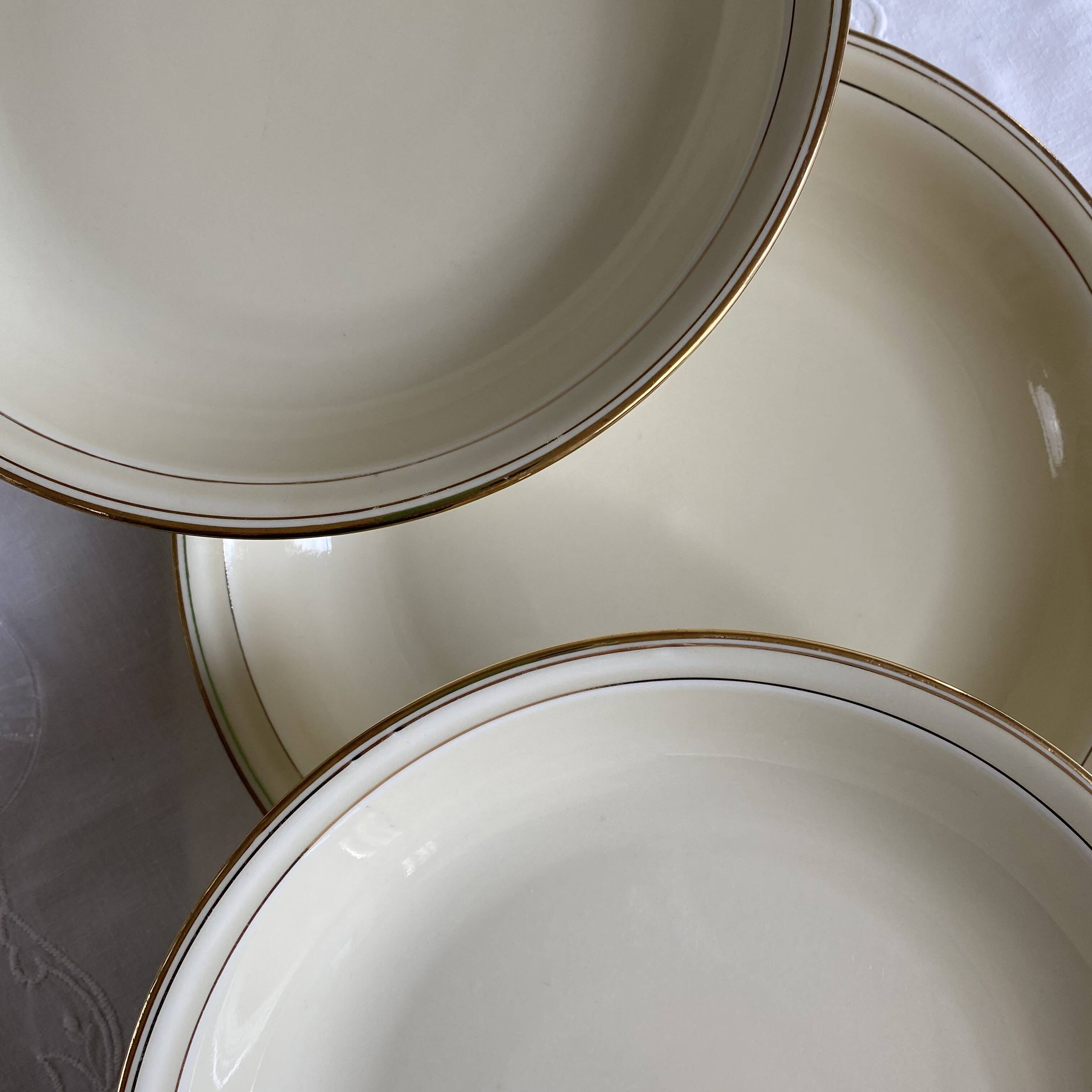 6 deep plates, antique porcelain from Limoges, old royal factory.