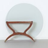 Table basse italienne avec pieds en épingle en teck et pieds en laiton, années 1960