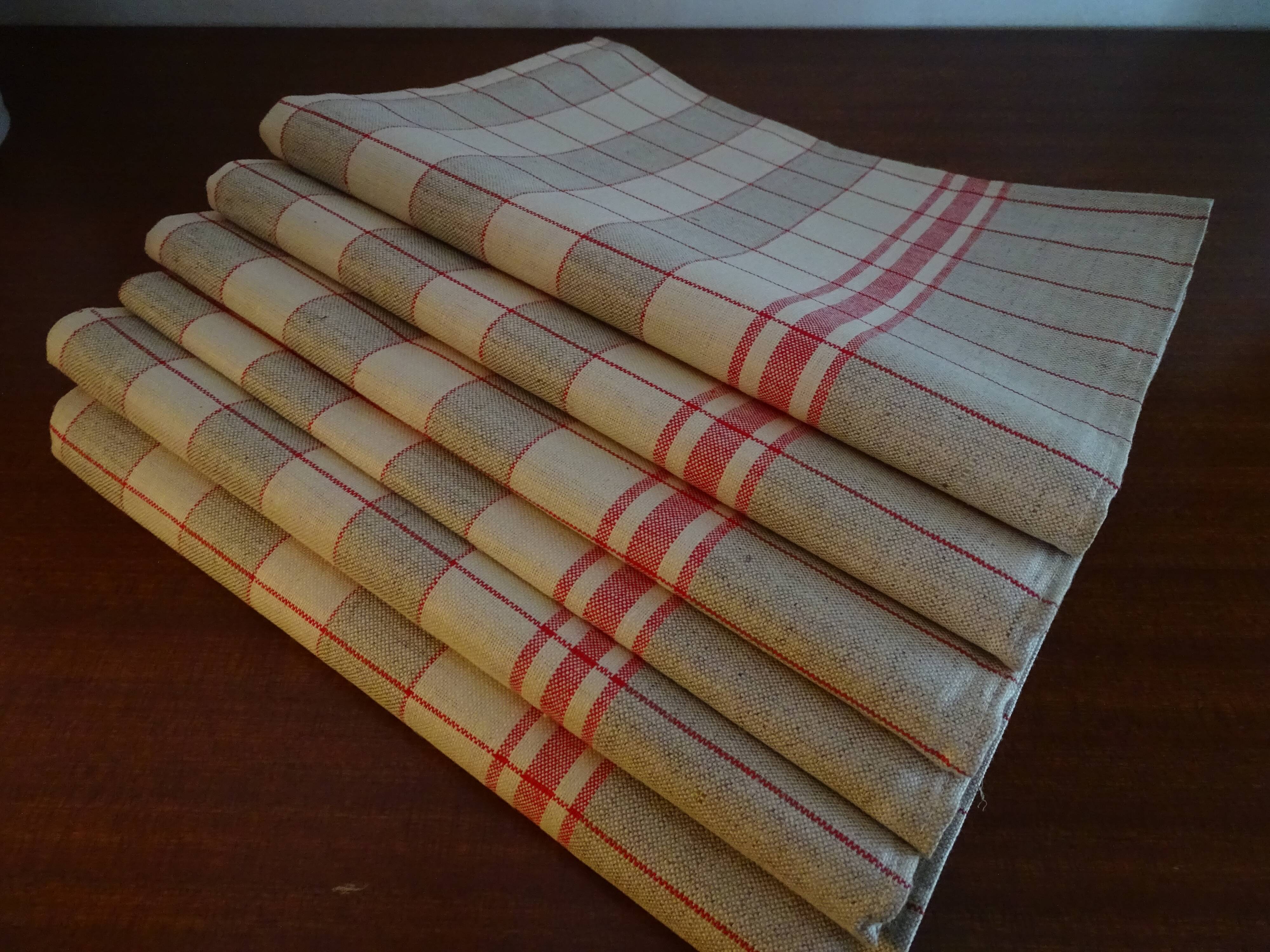 6 antique tea towels vintage cotton Métis 74 x 74