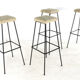 Set of 4 original vintage Bar Stools - black metal with fabric upholstery