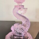 Vase en verre rose poisson koi design années 70