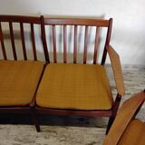 Vintage Scandinavian bench and armchairs for Glostrup 1960
