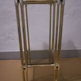 Hollywood Regency 1970s Smoked Glass and Brass Double Square Top Pedestal Table
