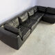 Vintage black leather modular sofa, 1970s