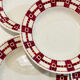 5 hollow plates in burgundy and red earthenware Stuart mill ds loups