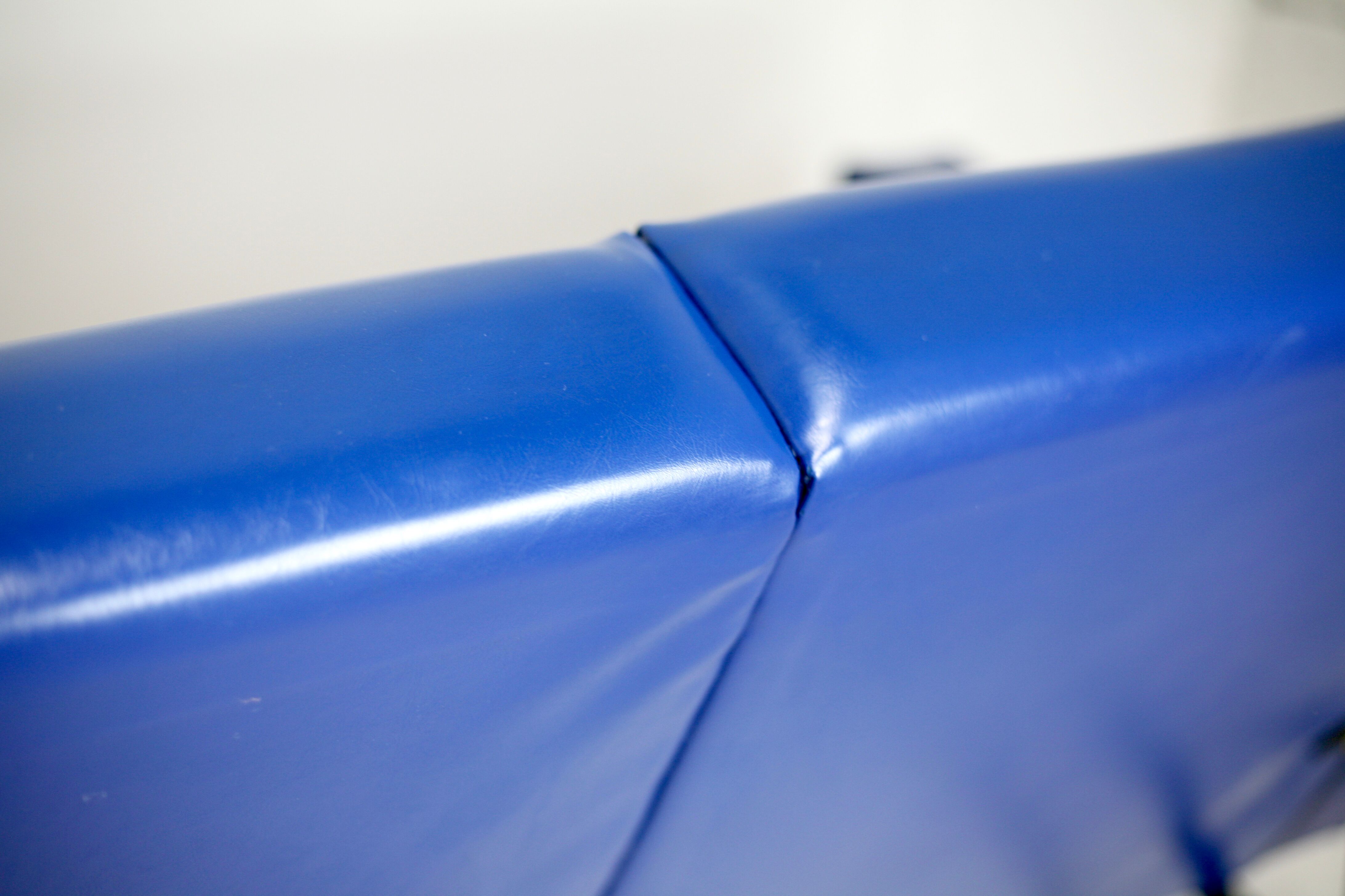 Sofa imitation leather blue and steel, 3 seats, France, circa 1960