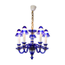 1940s Blue All Glass Chandelier, Czechoslovakia