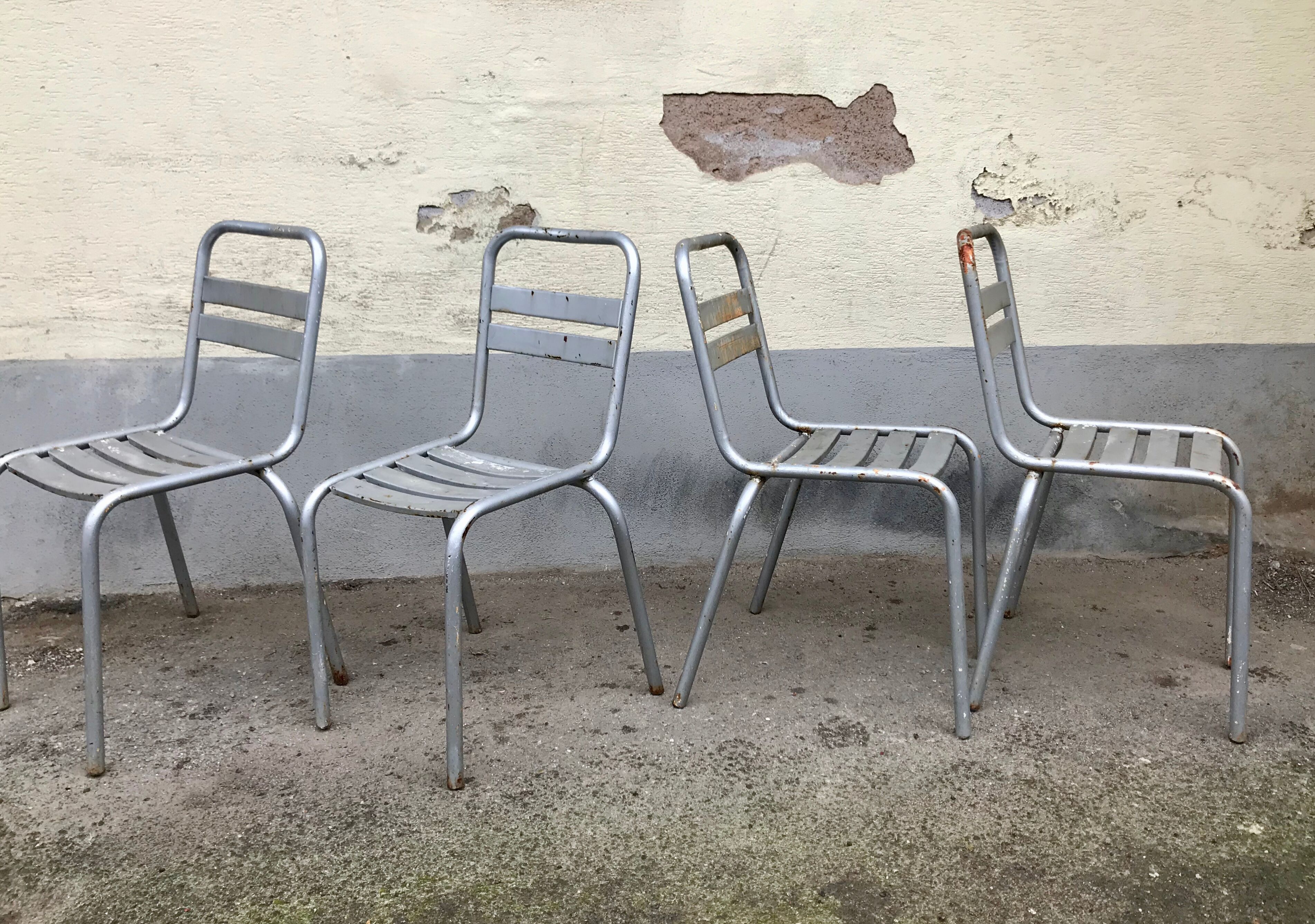 Série de 4 chaises bistrot Tolix modèle T2 bar café restaurant troquet