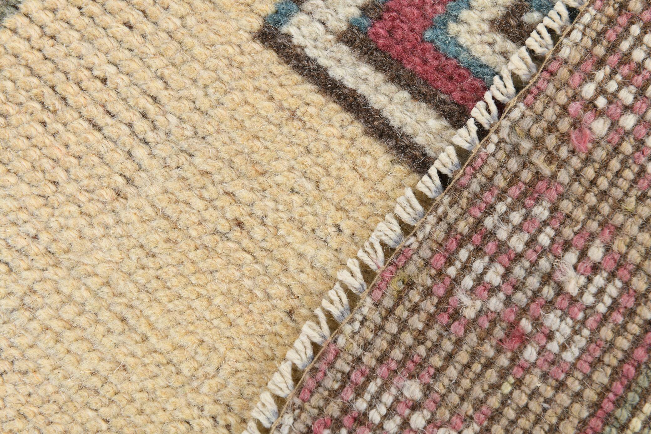 Light Yellow Red Modern Oushak Rug, 140x211Cm