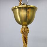 Art Deco Pendant Light, Marbled Glass and Brass, 1930s