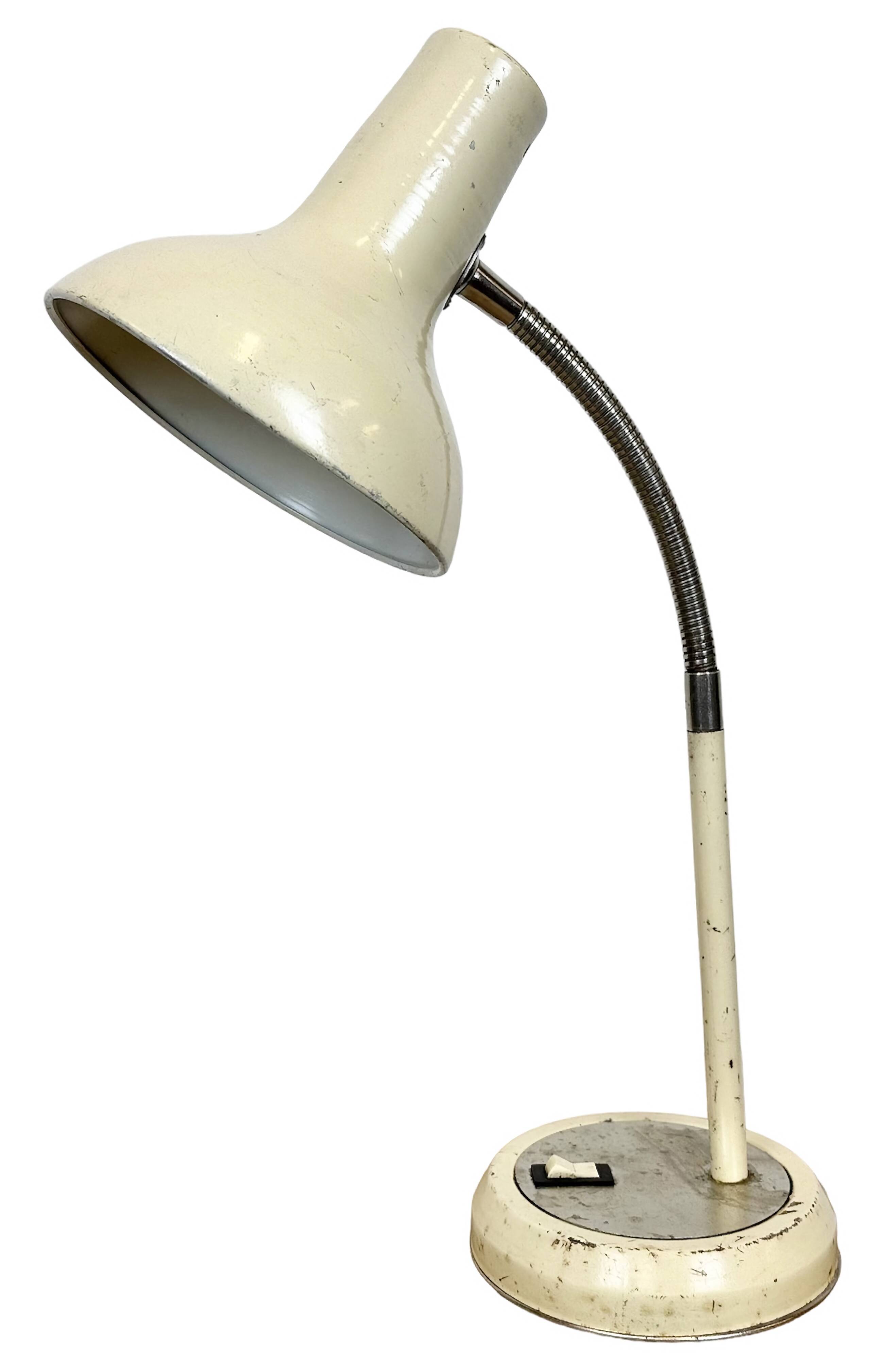 Lampe de table industrielle beige à col de cygne, 1960s