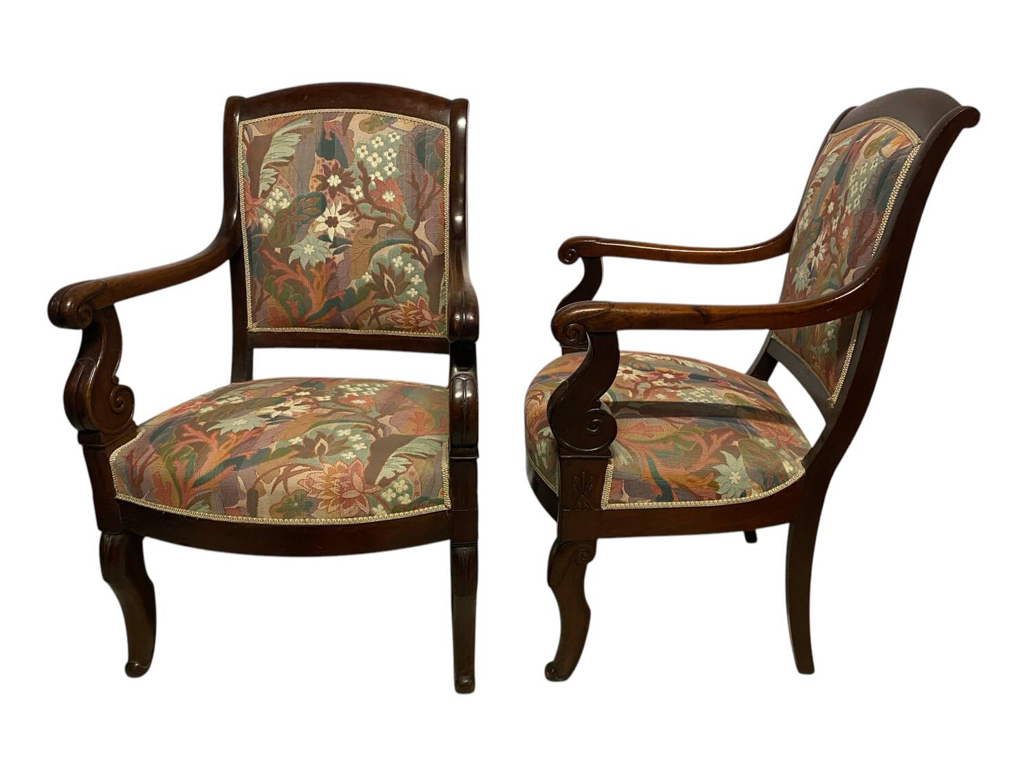 Four 19th century mahogany armchairs