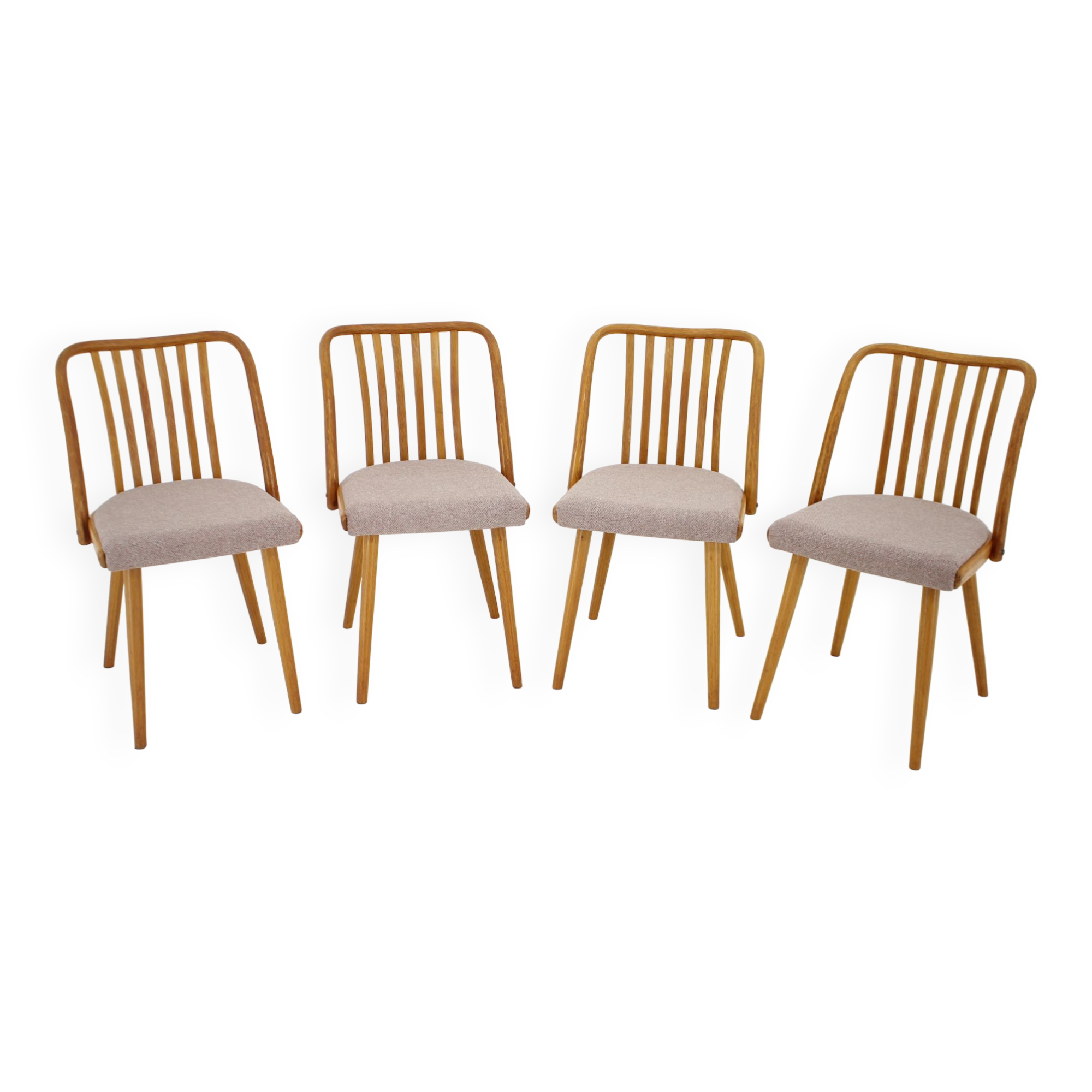 1970s Antonin Suman Set of 4 Oak Dining Chairs, Czechoslovakia