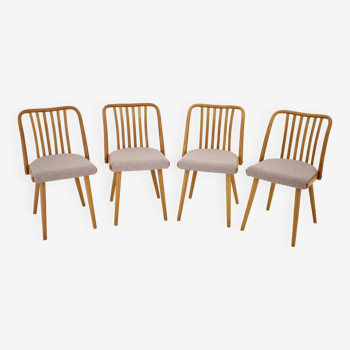 1970s Antonin Suman Set of 4 Oak Dining Chairs, Czechoslovakia