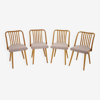 Antonin Suman Set de 4 chaises de salle à manger en chêne, Tchécoslovaquie