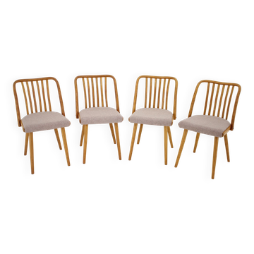 1970s Antonin Suman Set of 4 Oak Dining Chairs, Czechoslovakia