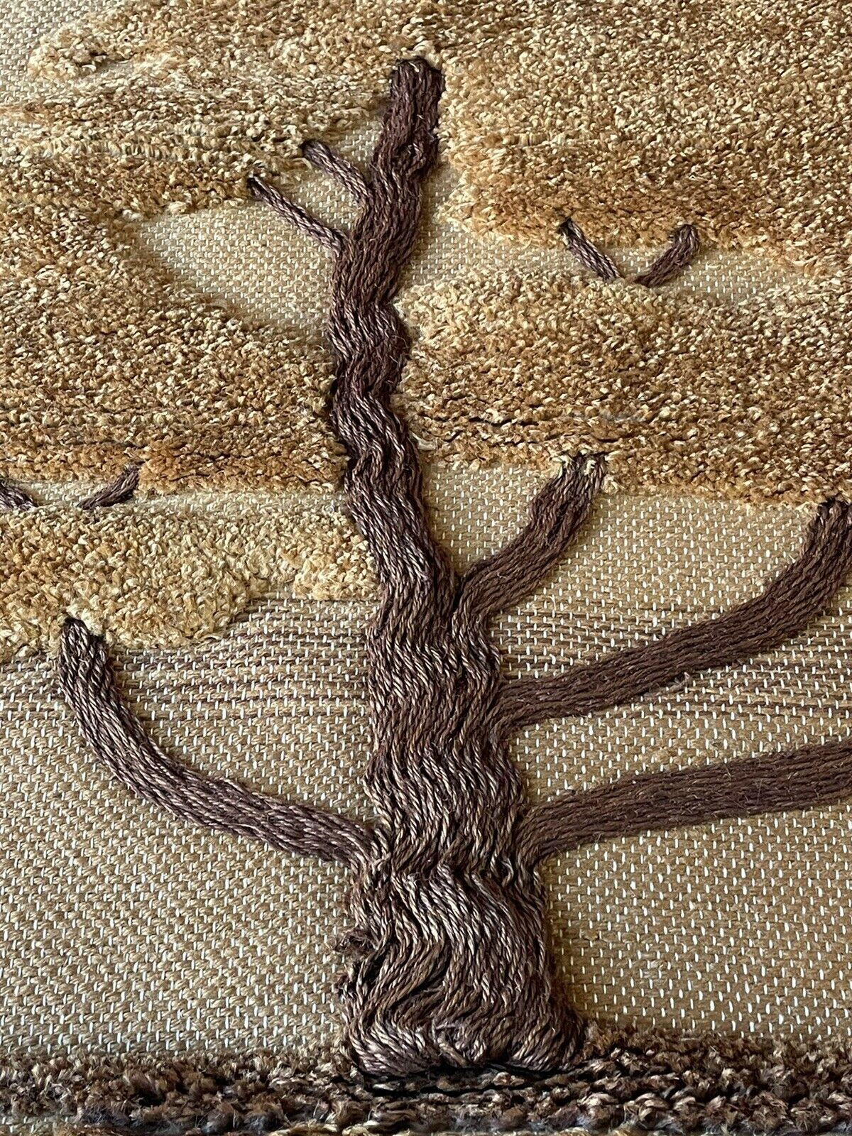 Tapisserie ancienne années 70, " don freedman " deco vintage bohème chic, arbre
