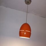 Suite of 3 vintage orange pendant lamps 70s