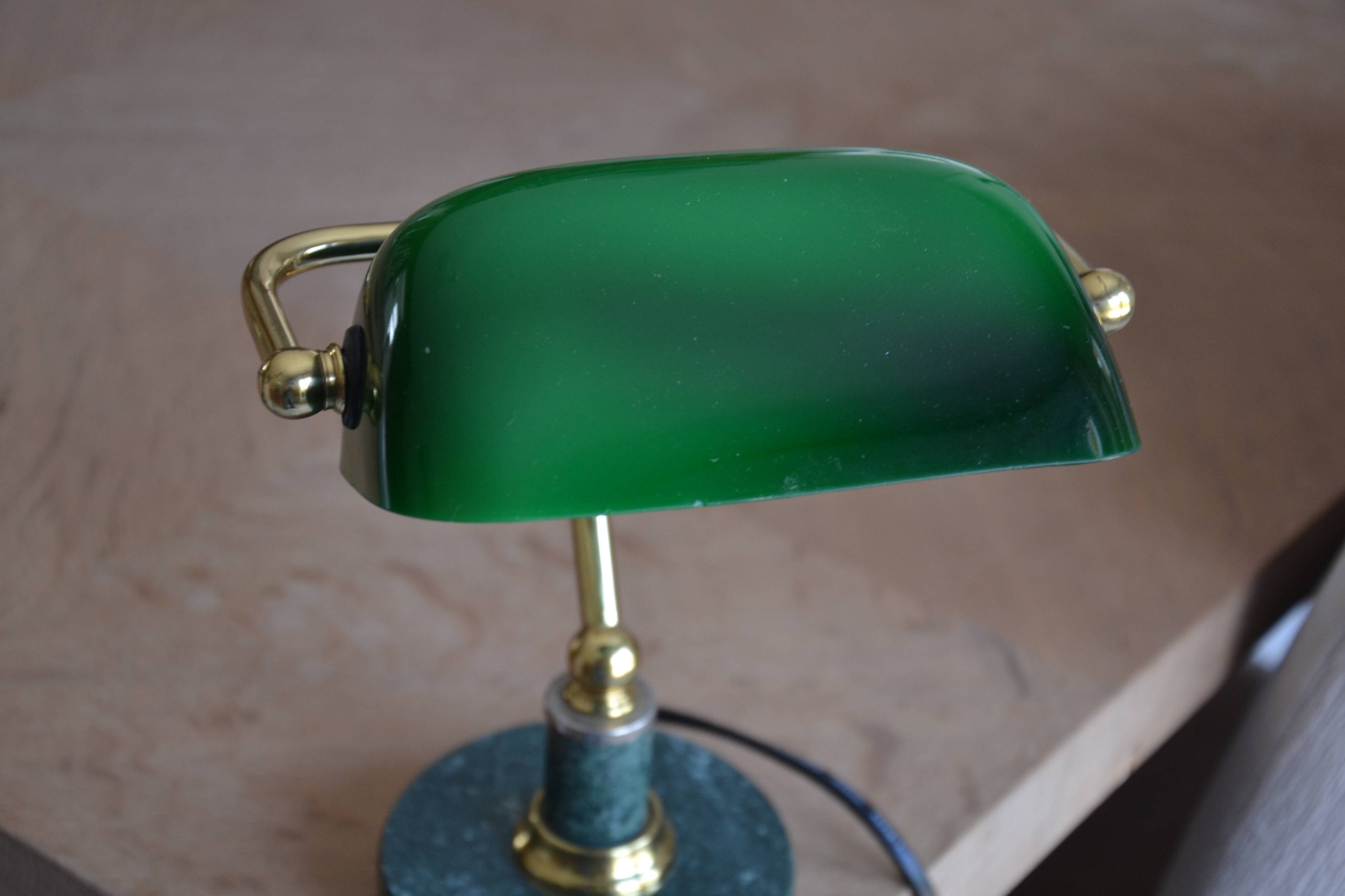 Lampe de banquier socle en marbre vert