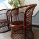 Pair of vintage bamboo rattan armchairs