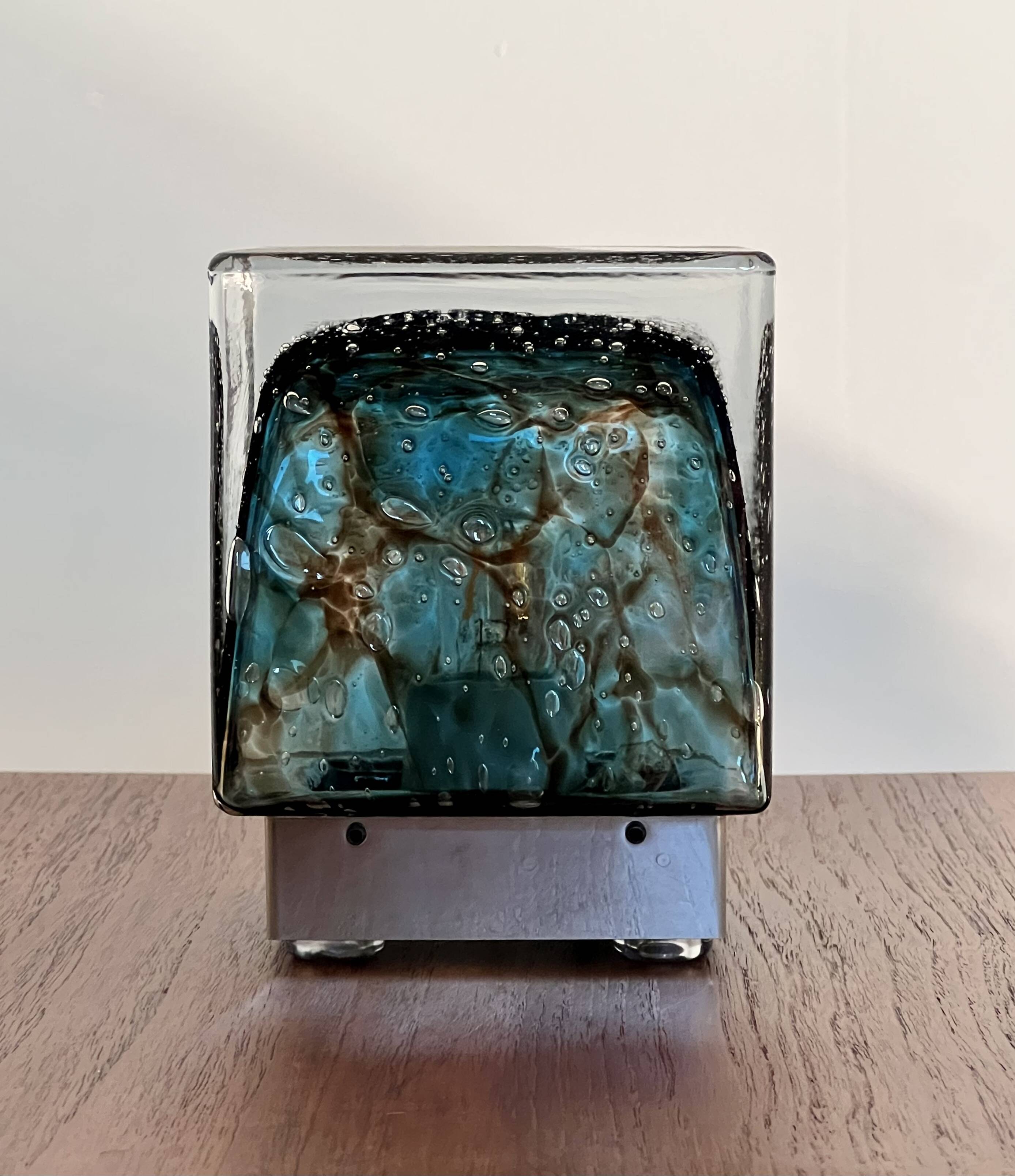 Cubical glass table lamp from Murano by Limburg, Germany, 1970s.