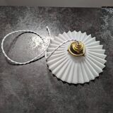 Ancienne suspension baladeuse en opaline plissée/drapée blanche Art déco 1930 Ø 24.5 cm