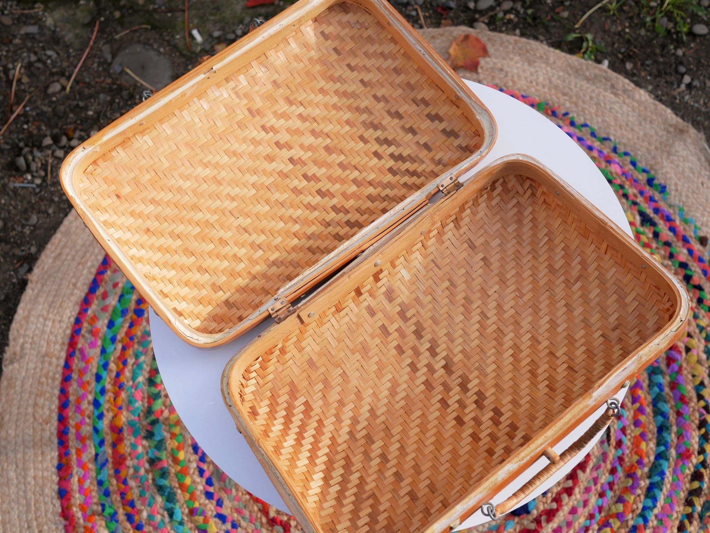 Suitcase vintage wicker