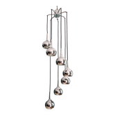 Large chrome metal cascade chandelier, design by Hans-Agne Jakobsson, 1960-70.
