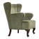 1960s, Scandinavian armchair, green furniture velour, oak wood legs.