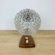 Lampe scandinave arc bois courbé globe verre ciselé
