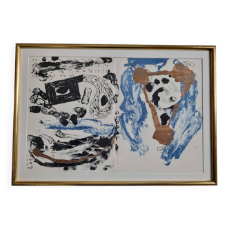 Original lithograph by Georges Autard, contemporary abstraction, 63 x 44 cm, framed