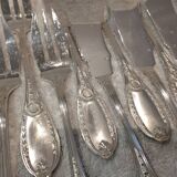 12 forks and 12 fish knives, silver-plated metal, Apollo Empire