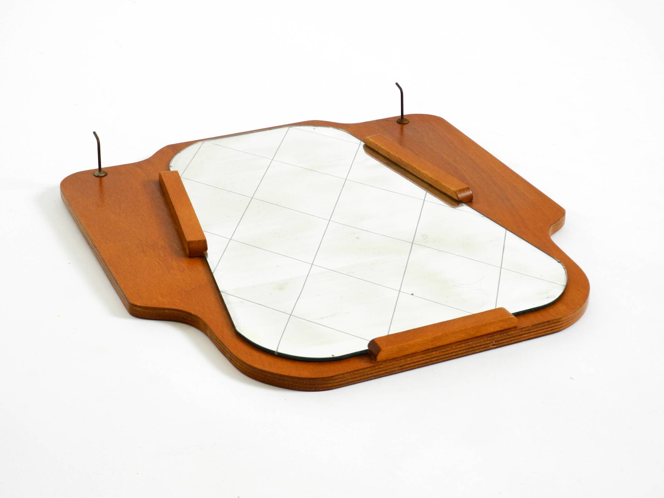 1930s Wall Mirror, Teak and Plywood, Abstract Design, Germany