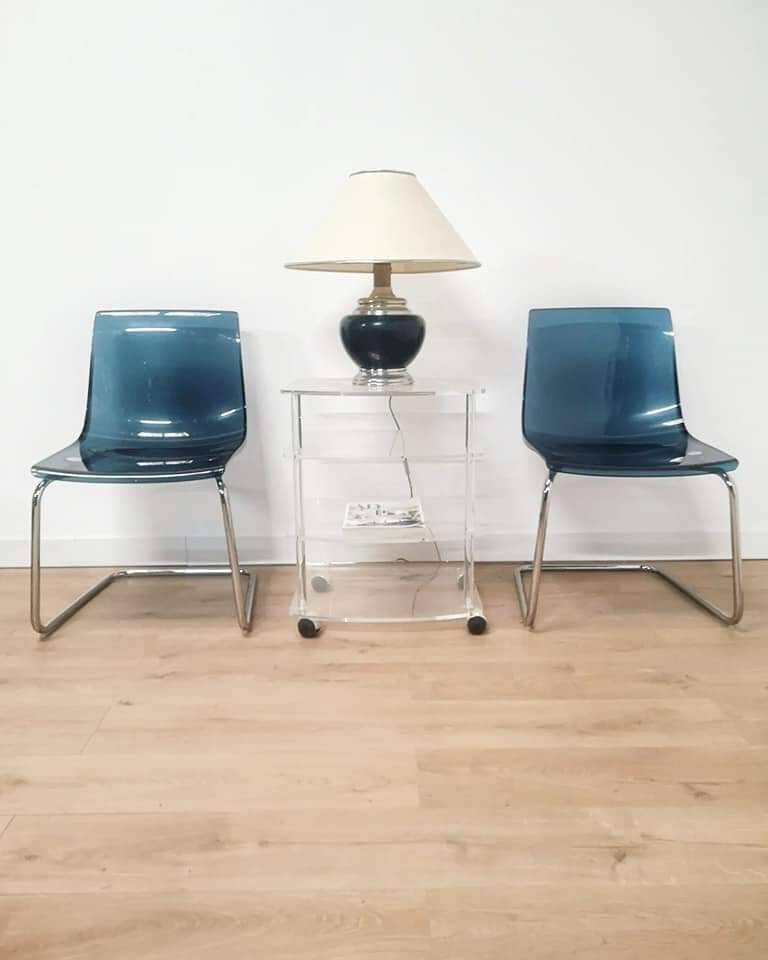 Set of 4 Tobias chairs in blue plexi