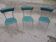 3 chaises chromé et cuir vert