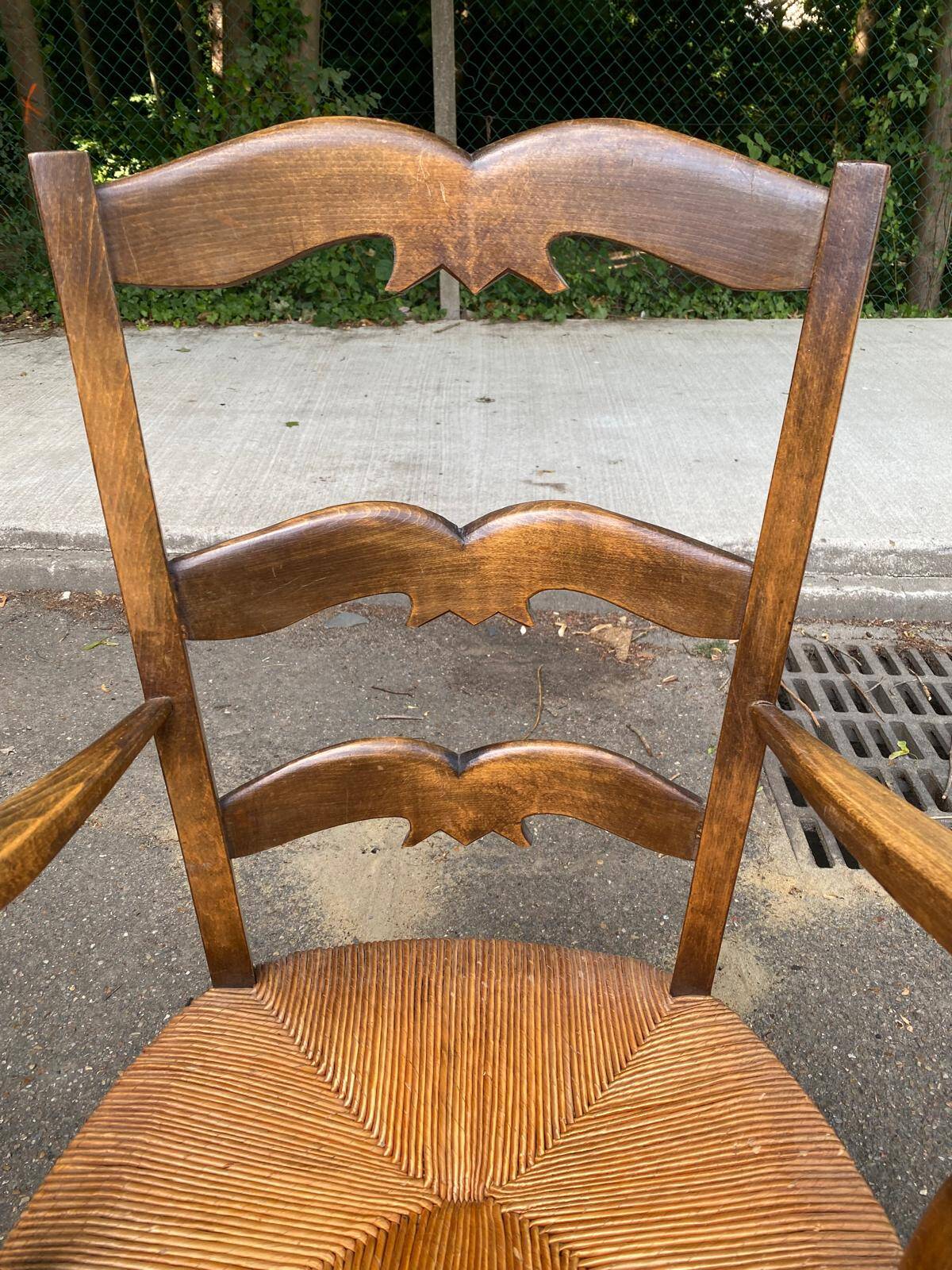 Provencal office chair in solid wood and straw