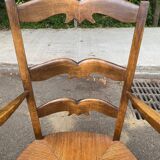 Provencal office chair in solid wood and straw