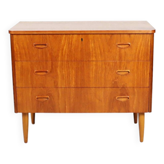 three-drawer teak chest of drawers