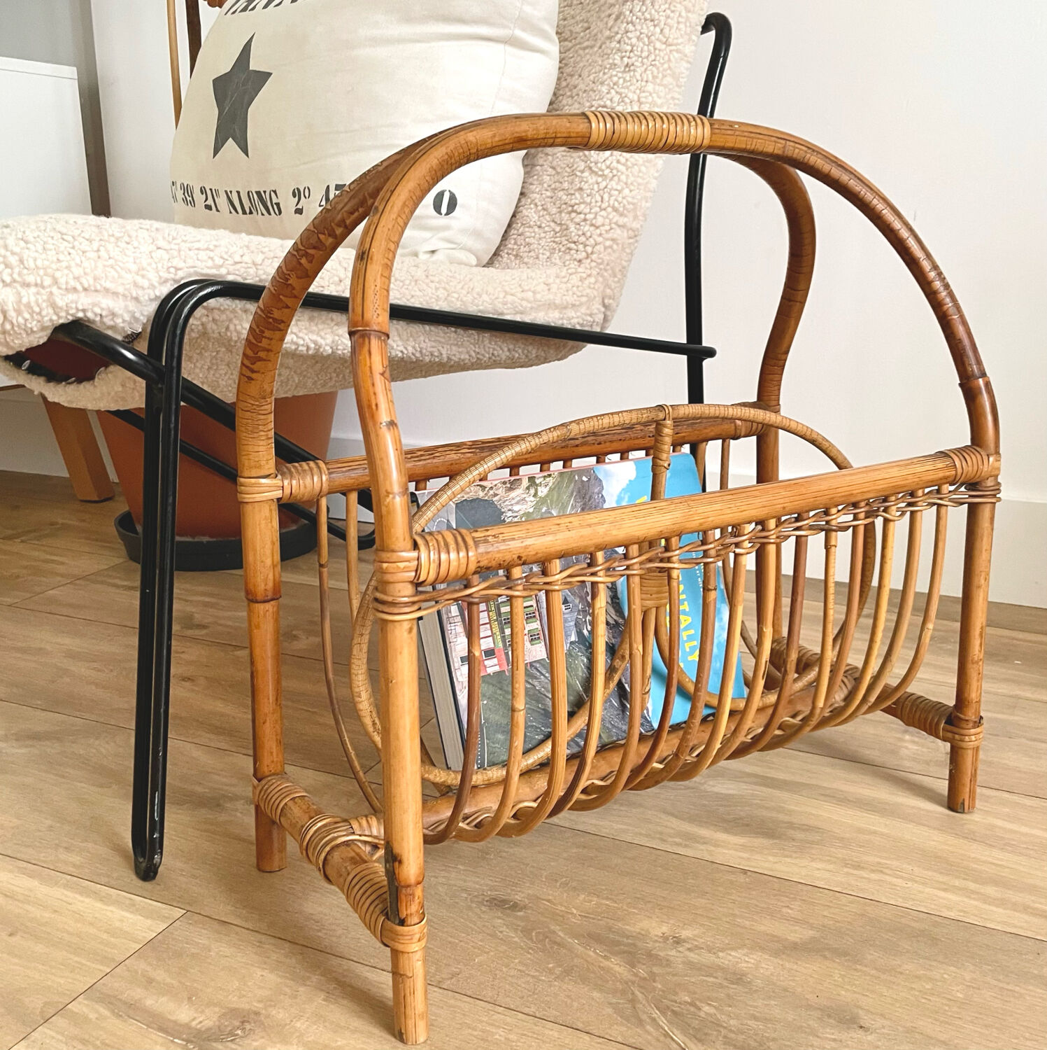 Rattan magazine holder