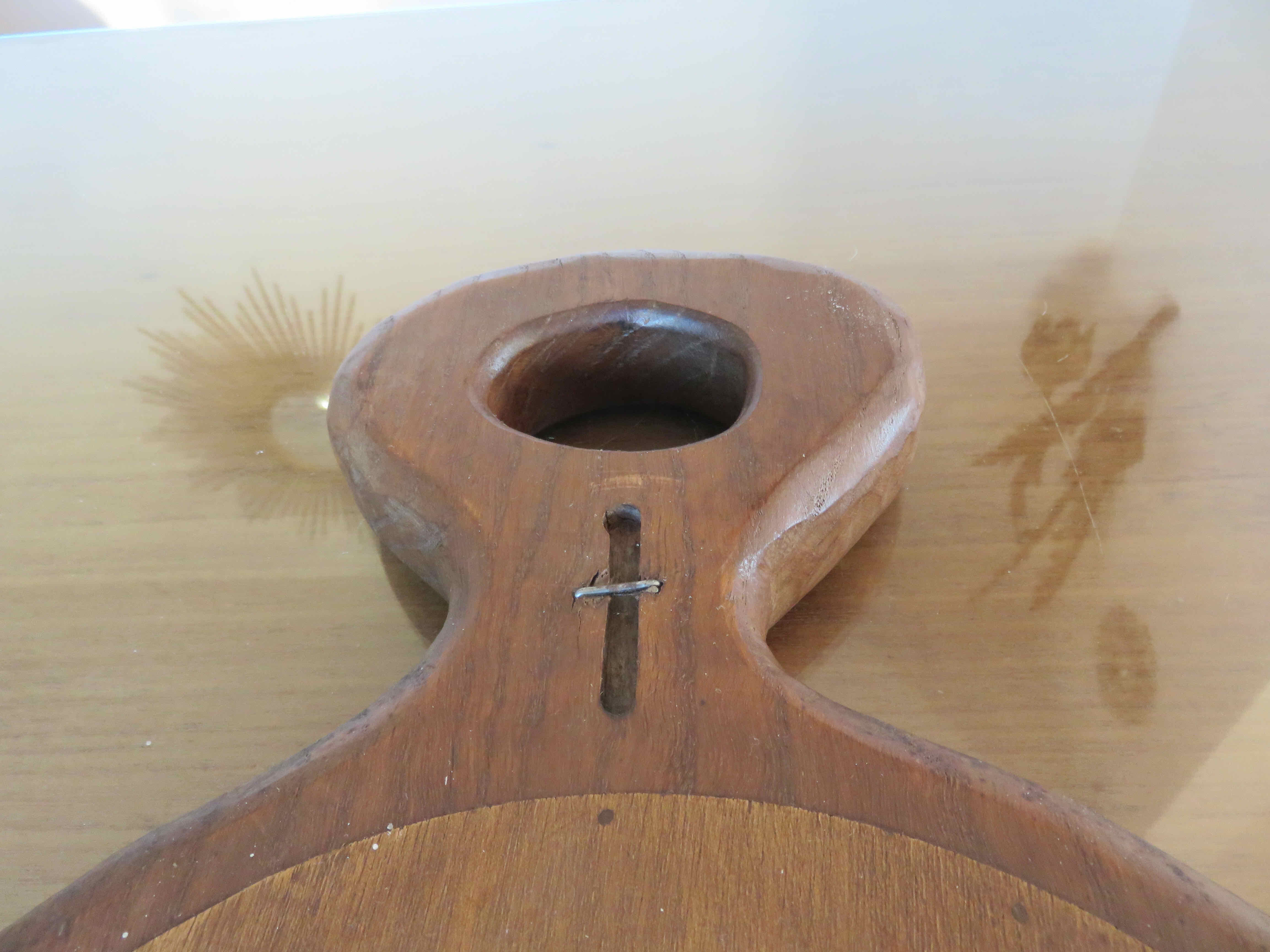 Gouge-cut solid wood mirror, free form, 60s