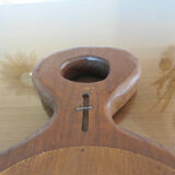 Gouge-cut solid wood mirror, free form, 60s