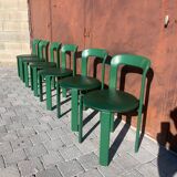 6 Bruno Rey Kush & co Green Stackable Chairs Circa 1970