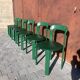 6 Bruno Rey Kush & co Green Stackable Chairs Circa 1970