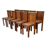 Set of 10 Brutalist Monastery Chairs from the 50s
