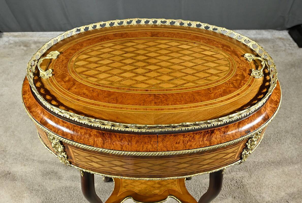 Planter in Precious Wood Marquetry, Napoleon III Period – Mid-19th Century