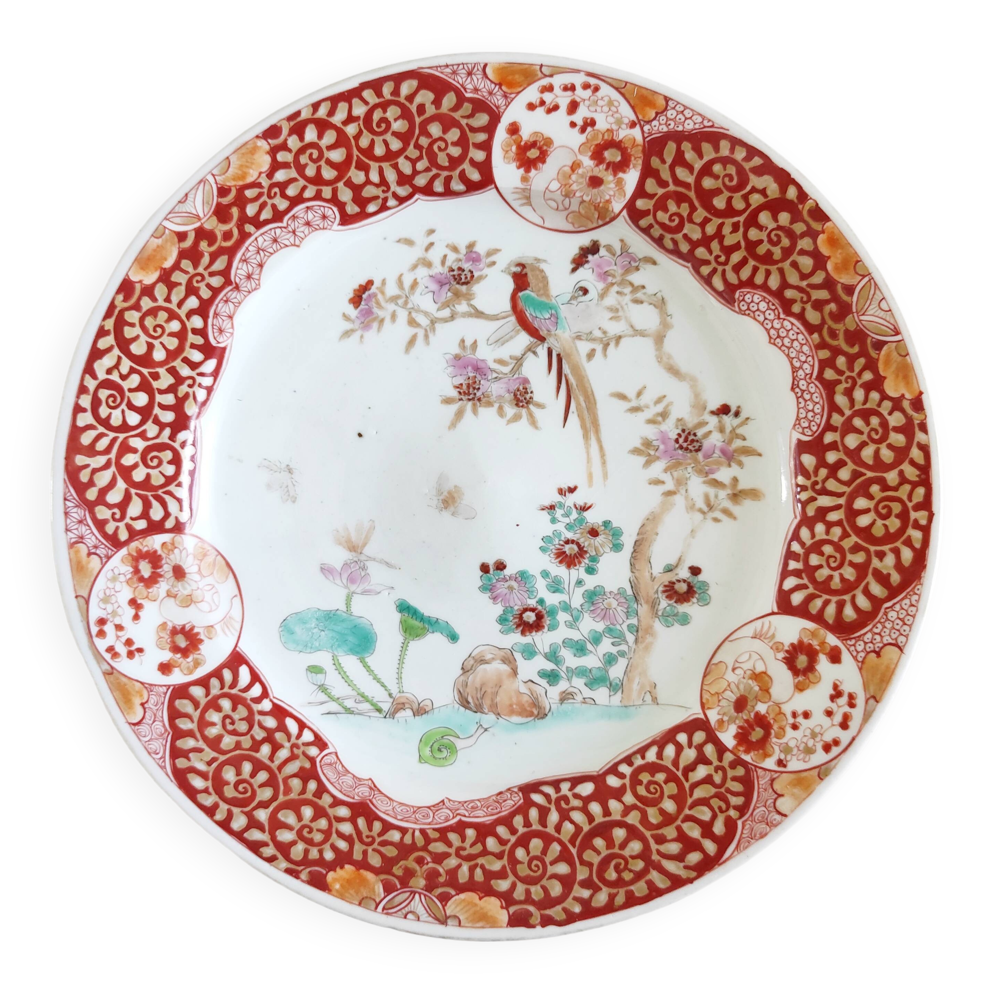 Japanese plate circa 1900 birds and insects