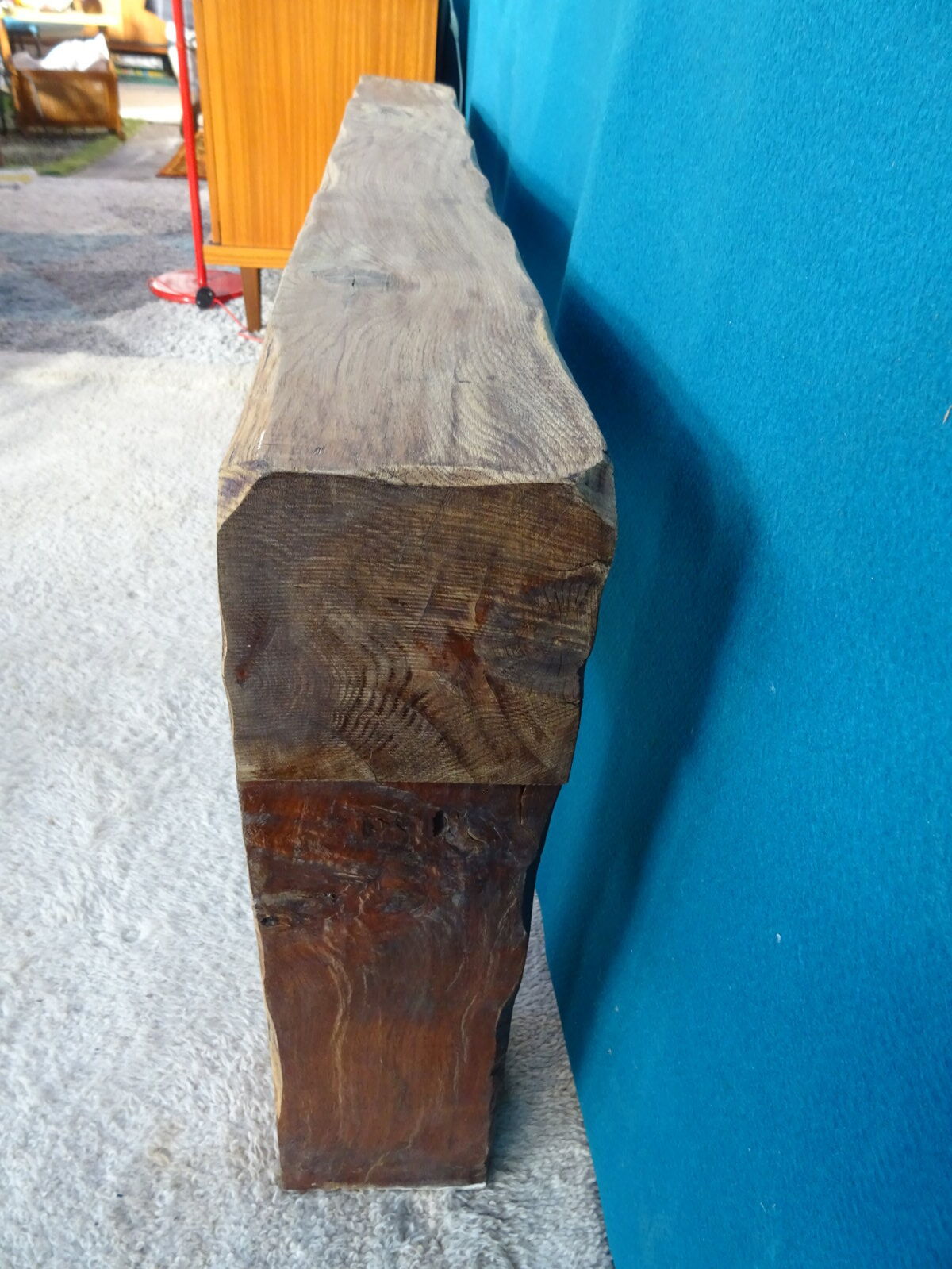 Brutalist console solid oak