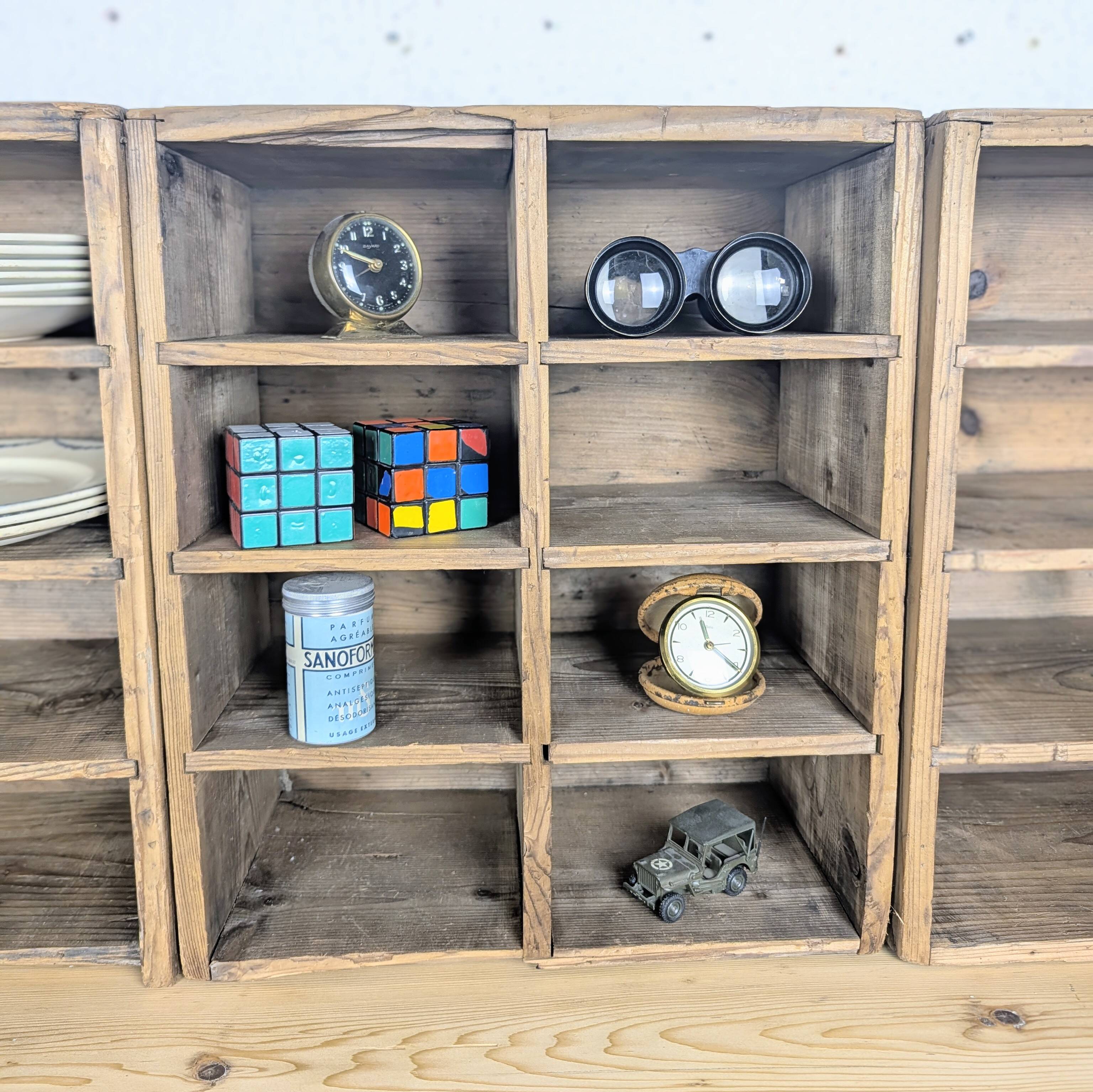 Vintage wooden lockers with compartments