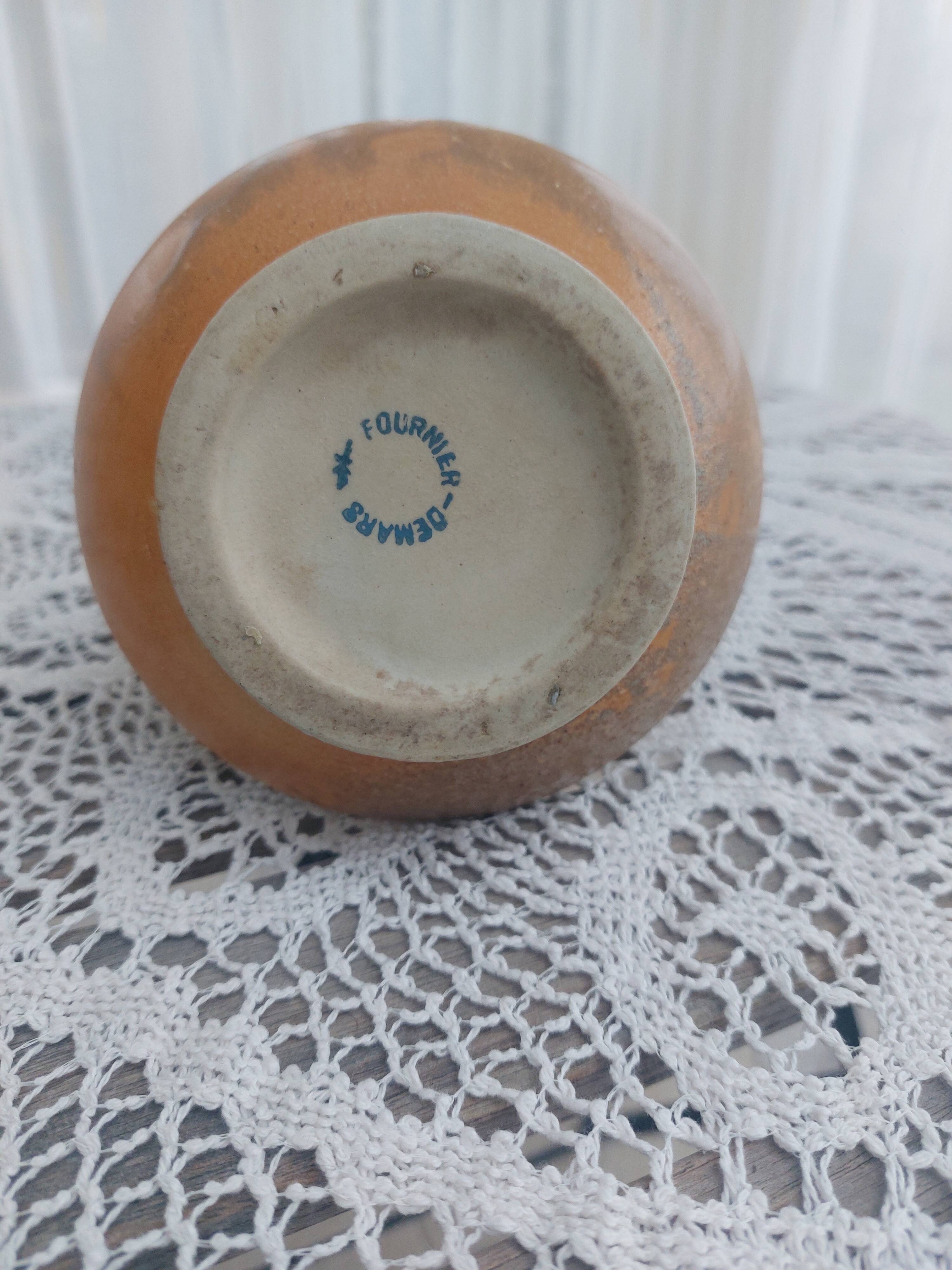 Vase, vintage pitcher Fournier-Demars in ochre ceramic